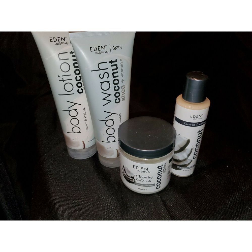 Eden Body Works Coconut Shea Set of 4 Body Wash, Lotion, CoWash, Conditioner